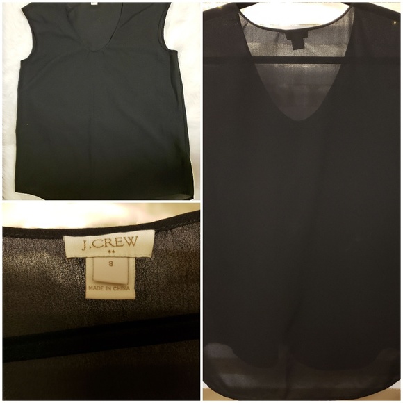 J. Crew Tops - J. Crew Cap Sleeve Shirttail Blouse in Black, Sz 8